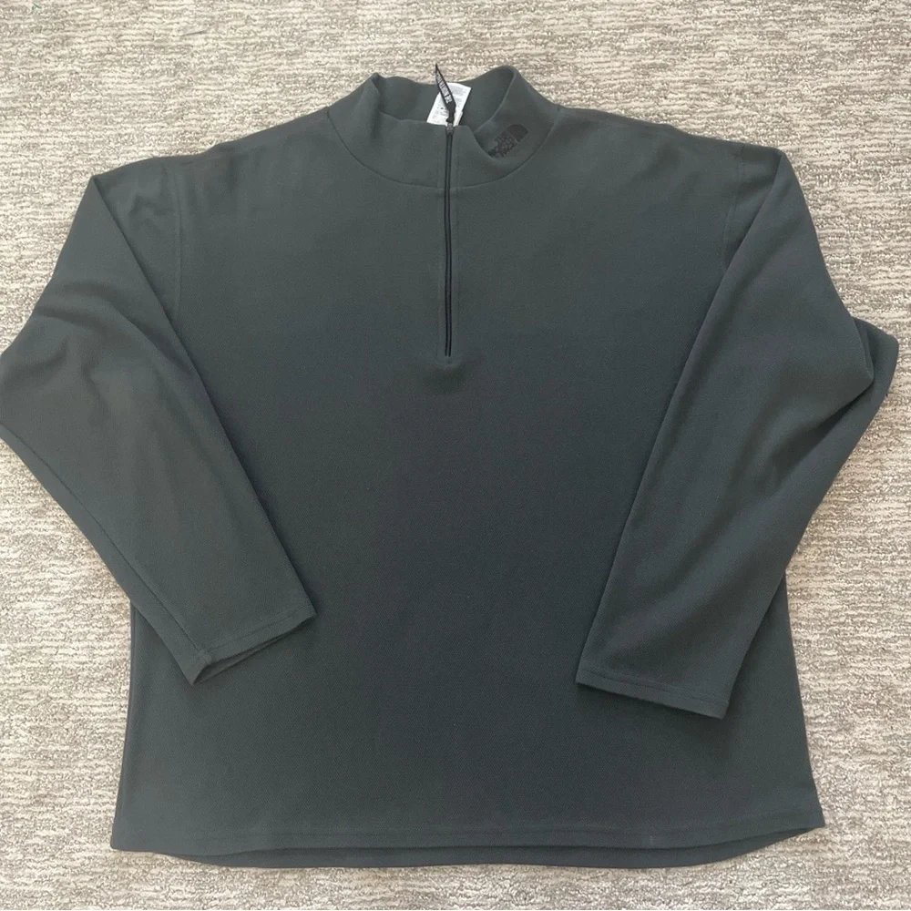 The North Face Pullover Men’s Large Gray 1/4 Zip Fleece Hiking Outdoors Logo
